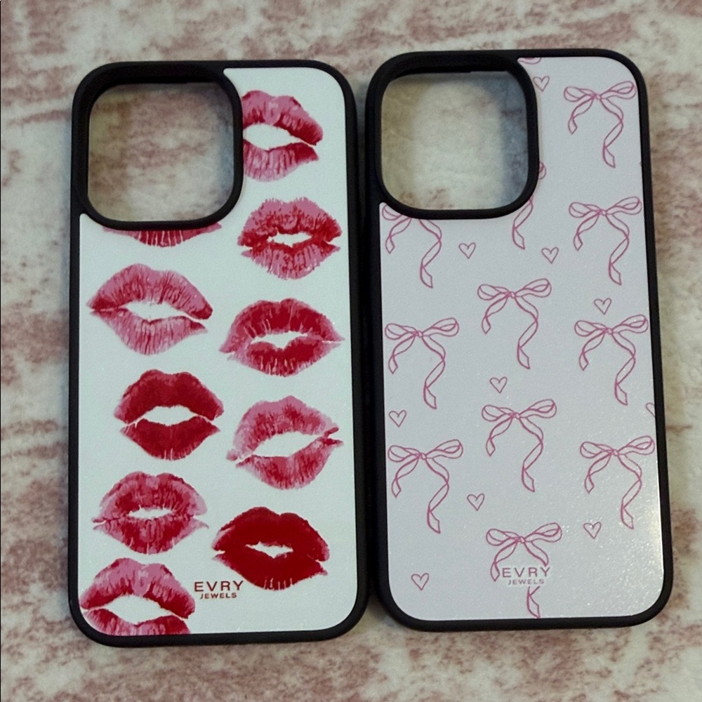 EVRY Jewel Red and Pink Lip and Bow Phone Case Set